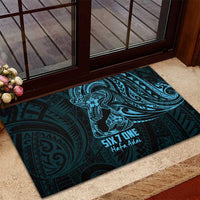 Blue Guam Latte Stone Tribal Tattoo Rubber Doormat Hafa Adai Six 7 One