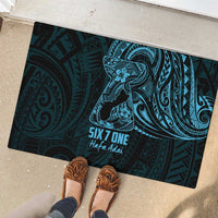 Blue Guam Latte Stone Tribal Tattoo Rubber Doormat Hafa Adai Six 7 One