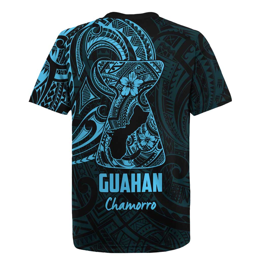 Blue Guam Latte Stone Tribal Tattoo Rugby Jersey Hafa Adai Six 7 One
