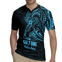 Blue Guam Latte Stone Tribal Tattoo Rugby Jersey Hafa Adai Six 7 One
