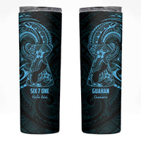 Blue Guam Latte Stone Tribal Tattoo Skinny Tumbler Hafa Adai Six 7 One