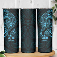 Blue Guam Latte Stone Tribal Tattoo Skinny Tumbler Hafa Adai Six 7 One