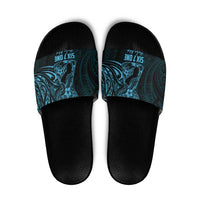 Blue Guam Latte Stone Tribal Tattoo Slide Sandals Hafa Adai Six 7 One - Polynesian Pride