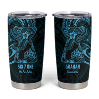 Blue Guam Latte Stone Tribal Tattoo Tumbler Cup Hafa Adai Six 7 One