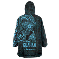 Blue Guam Latte Stone Tribal Tattoo Wearable Blanket Hoodie Hafa Adai Six 7 One
