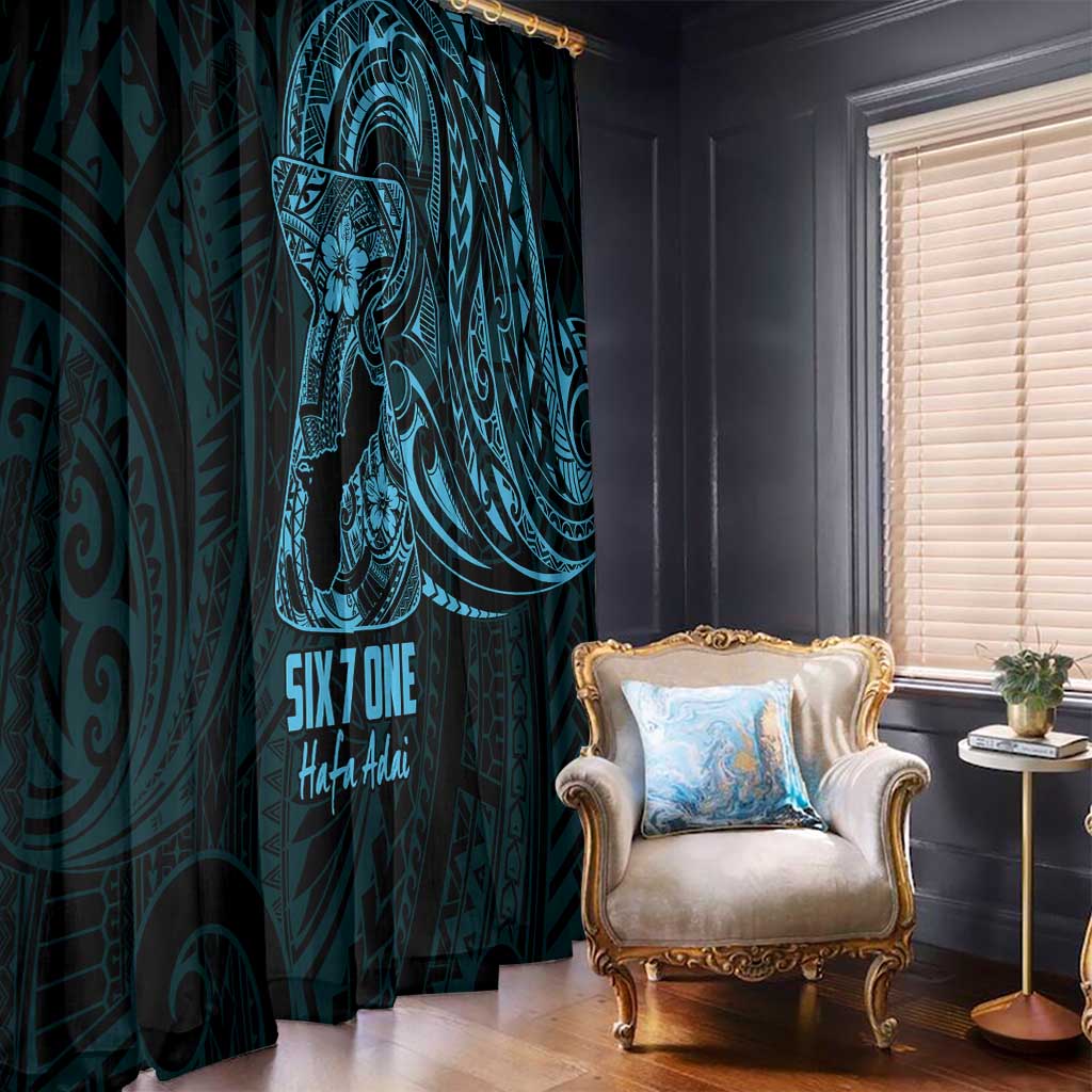 Blue Guam Latte Stone Tribal Tattoo Window Curtain Hafa Adai Six 7 One