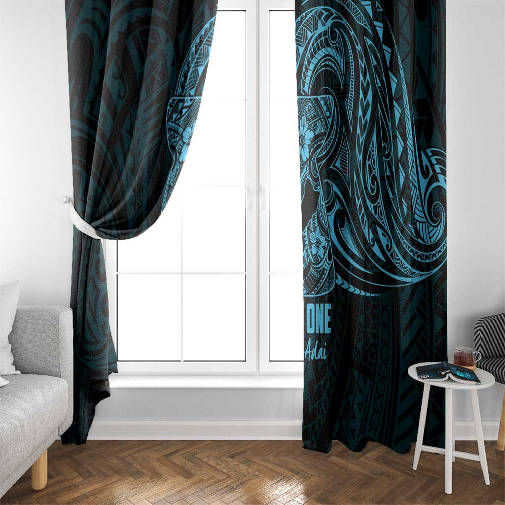 Blue Guam Latte Stone Tribal Tattoo Window Curtain Hafa Adai Six 7 One