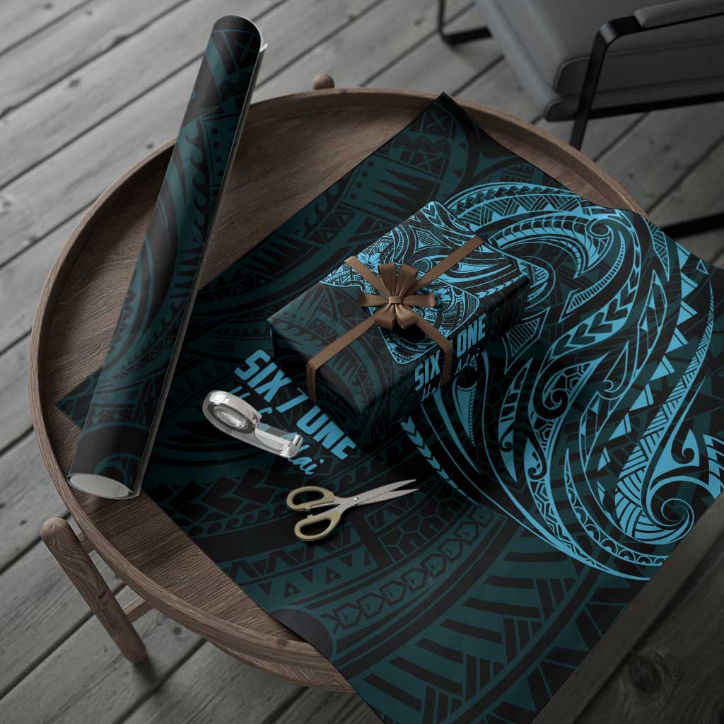 Blue Guam Latte Stone Tribal Tattoo Wrapping Paper Hafa Adai Six 7 One - Polynesian Pride