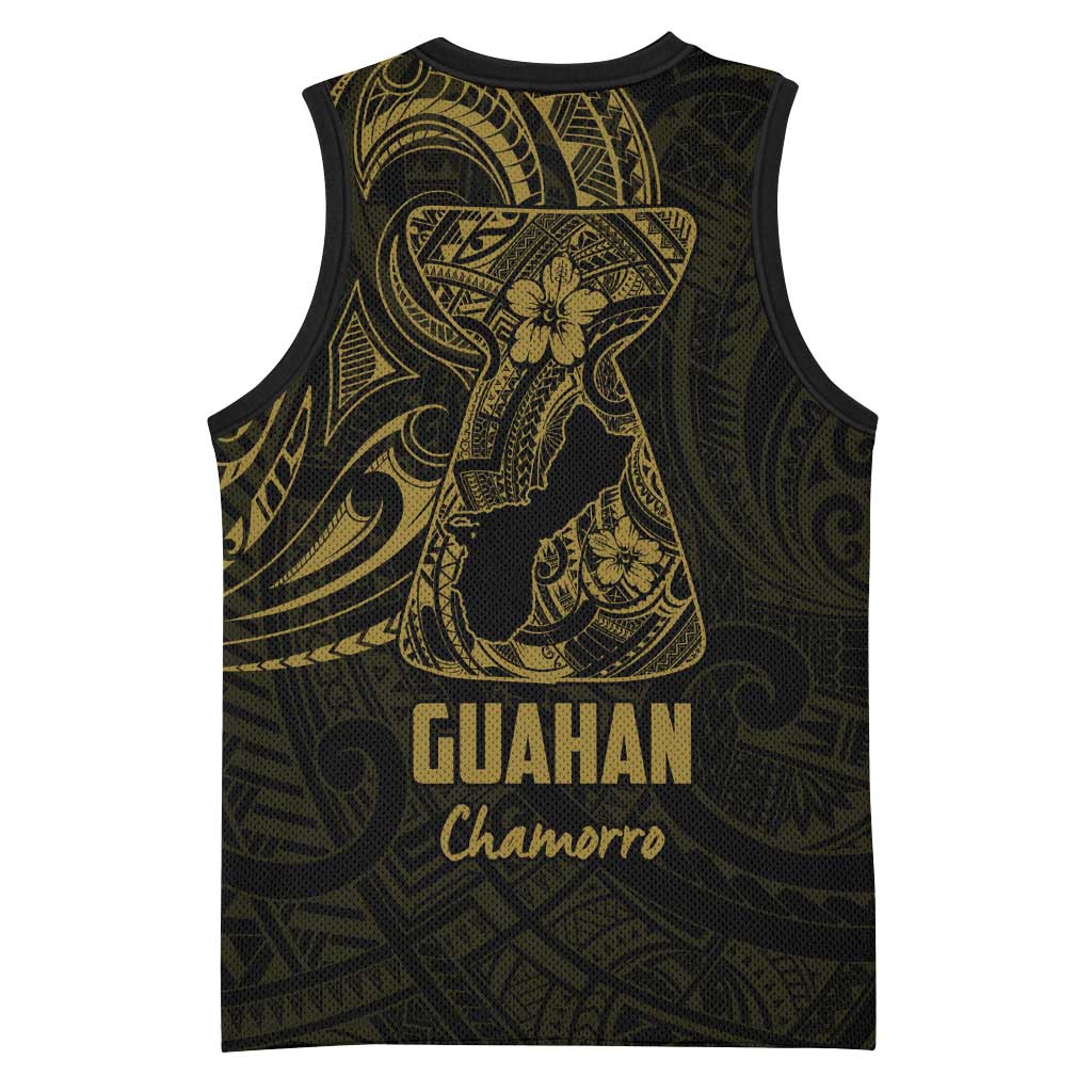 Gold Guam Latte Stone Tribal Tattoo Basketball Jersey Hafa Adai Six 7 One - Polynesian Pride