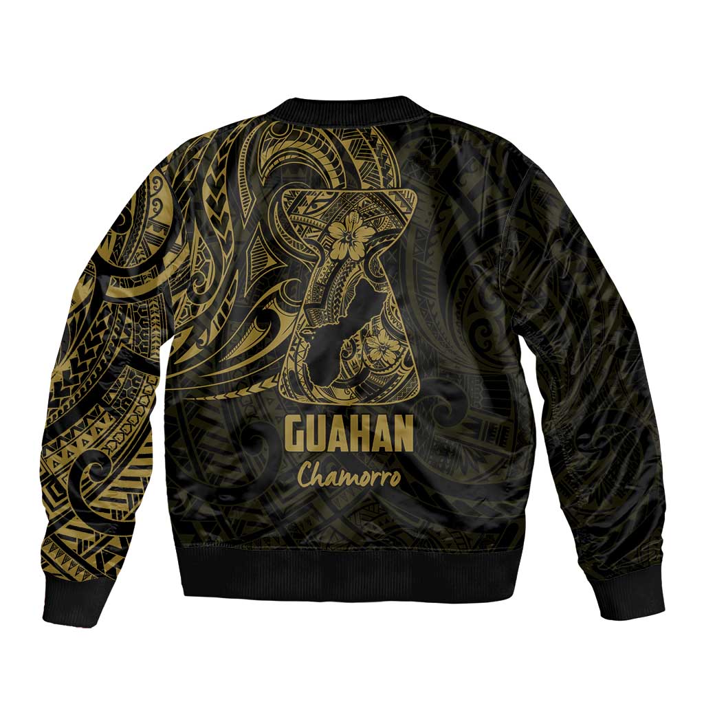 Gold Guam Latte Stone Tribal Tattoo Bomber Jacket Hafa Adai Six 7 One LT9 - Polynesian Pride