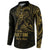 Gold Guam Latte Stone Tribal Tattoo Button Sweatshirt Hafa Adai Six 7 One