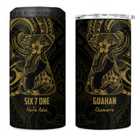 Gold Guam Latte Stone Tribal Tattoo 4 in 1 Can Cooler Tumbler Hafa Adai Six 7 One