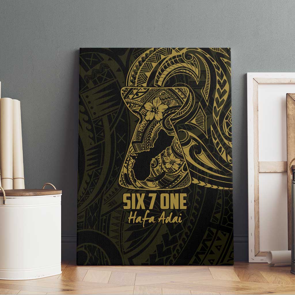 Gold Guam Latte Stone Tribal Tattoo Canvas Wall Art Hafa Adai Six 7 One