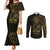 Gold Guam Latte Stone Tribal Tattoo Couples Matching Mermaid Dress and Long Sleeve Button Shirt Hafa Adai Six 7 One