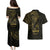 Gold Guam Latte Stone Tribal Tattoo Couples Matching Puletasi and Hawaiian Shirt Hafa Adai Six 7 One