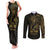 Gold Guam Latte Stone Tribal Tattoo Couples Matching Tank Maxi Dress and Long Sleeve Button Shirt Hafa Adai Six 7 One