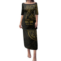 Gold Guam Latte Stone Tribal Tattoo Family Matching Puletasi and Hawaiian Shirt Hafa Adai Six 7 One