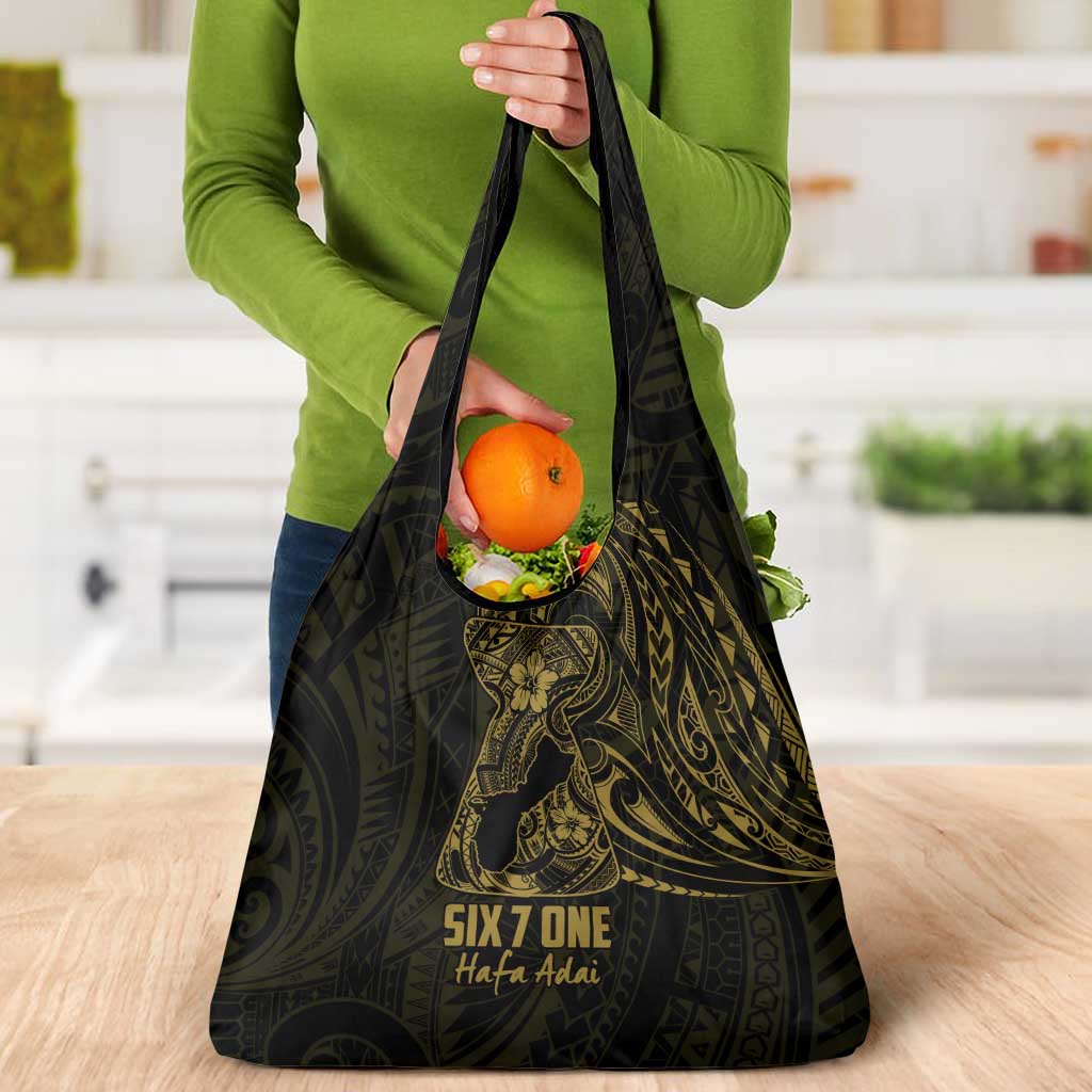 Gold Guam Latte Stone Tribal Tattoo Grocery Bag Hafa Adai Six 7 One