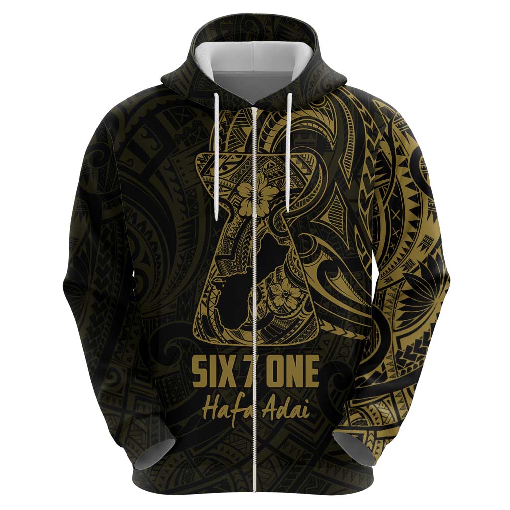 Gold Guam Latte Stone Tribal Tattoo Hoodie Hafa Adai Six 7 One