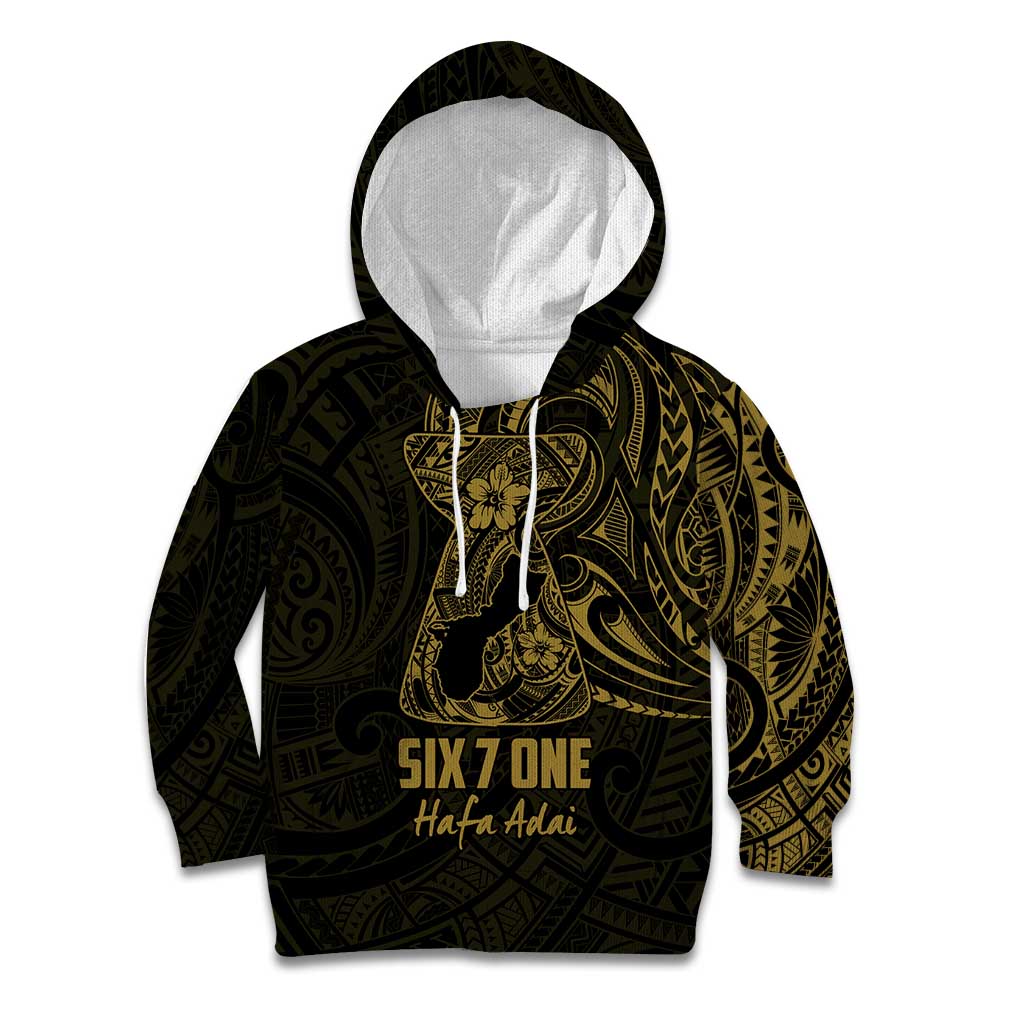 Gold Guam Latte Stone Tribal Tattoo Kid Hoodie Hafa Adai Six 7 One