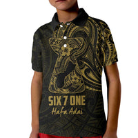 Gold Guam Latte Stone Tribal Tattoo Kid Polo Shirt Hafa Adai Six 7 One