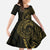 Gold Guam Latte Stone Tribal Tattoo Kid Short Sleeve Dress Hafa Adai Six 7 One