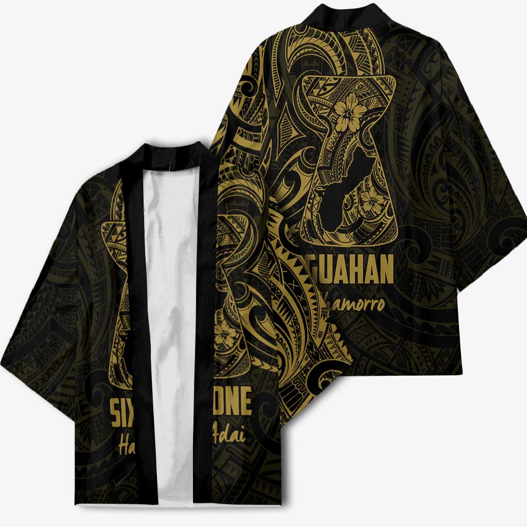 Gold Guam Latte Stone Tribal Tattoo Kimono Hafa Adai Six 7 One - Polynesian Pride