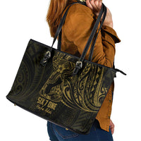 Gold Guam Latte Stone Tribal Tattoo Leather Tote Bag Hafa Adai Six 7 One
