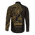 Gold Guam Latte Stone Tribal Tattoo Long Sleeve Button Shirt Hafa Adai Six 7 One