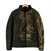 Gold Guam Latte Stone Tribal Tattoo Padded Jacket Hafa Adai Six 7 One - Polynesian Pride