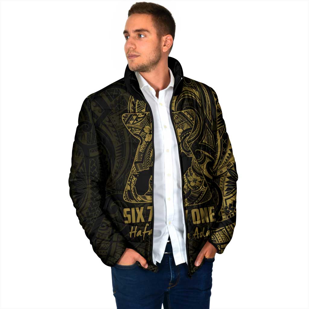 Gold Guam Latte Stone Tribal Tattoo Padded Jacket Hafa Adai Six 7 One - Polynesian Pride