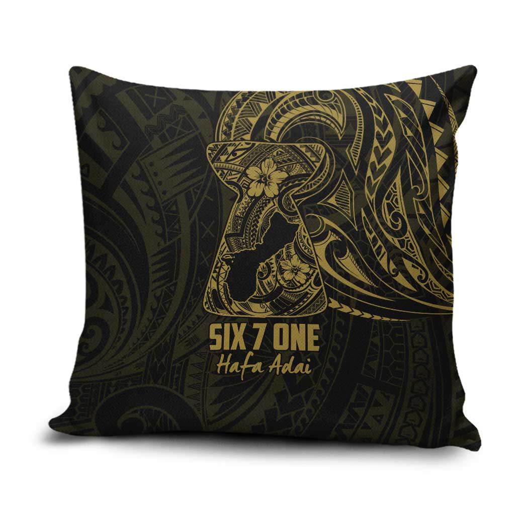 Gold Guam Latte Stone Tribal Tattoo Pillow Cover Hafa Adai Six 7 One - Polynesian Pride