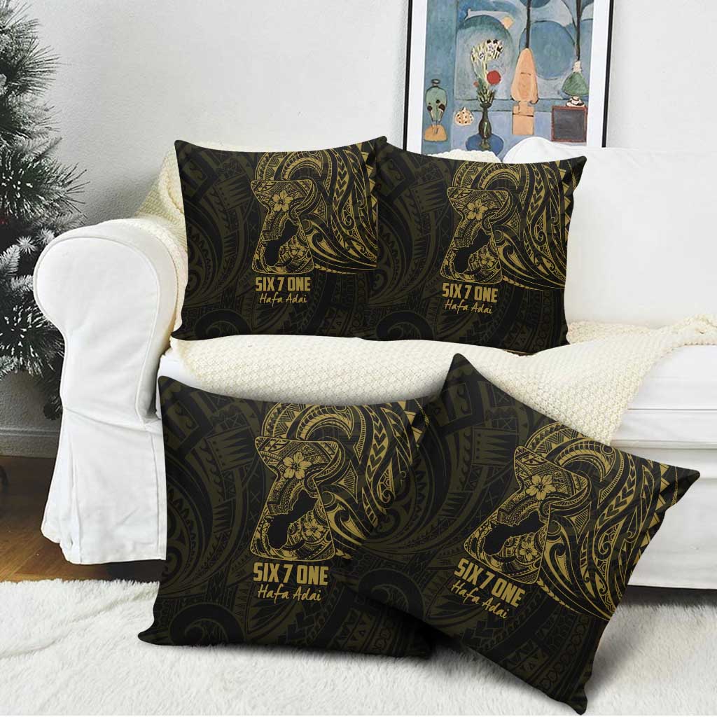 Gold Guam Latte Stone Tribal Tattoo Pillow Cover Hafa Adai Six 7 One - Polynesian Pride