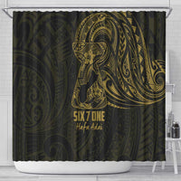 Gold Guam Latte Stone Tribal Tattoo Shower Curtain Hafa Adai Six 7 One