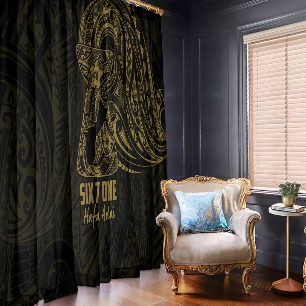 Gold Guam Latte Stone Tribal Tattoo Window Curtain Hafa Adai Six 7 One