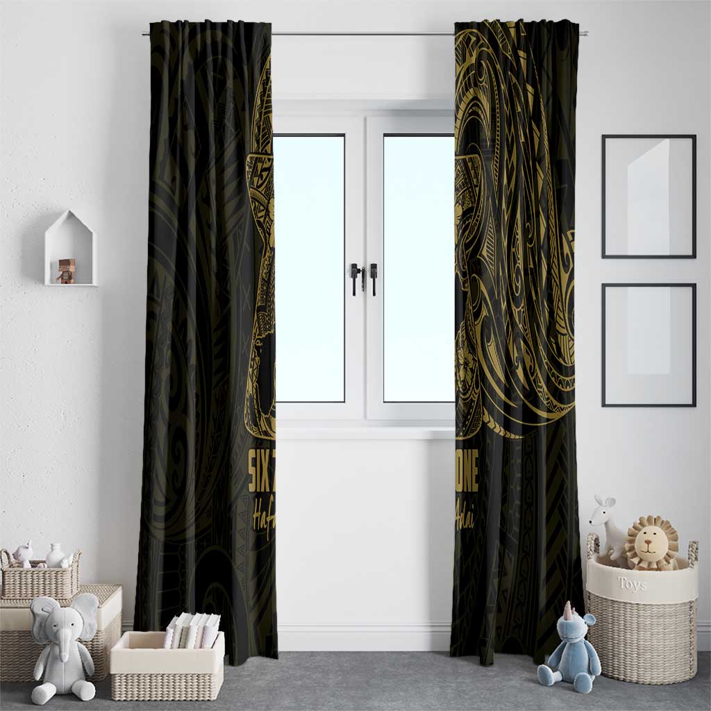 Gold Guam Latte Stone Tribal Tattoo Window Curtain Hafa Adai Six 7 One