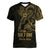 Gold Guam Latte Stone Tribal Tattoo Women V-Neck T-Shirt Hafa Adai Six 7 One