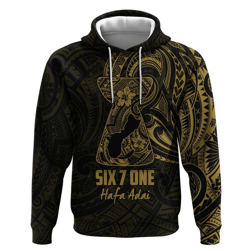 Gold Guam Latte Stone Tribal Tattoo Zip Hoodie Hafa Adai Six 7 One