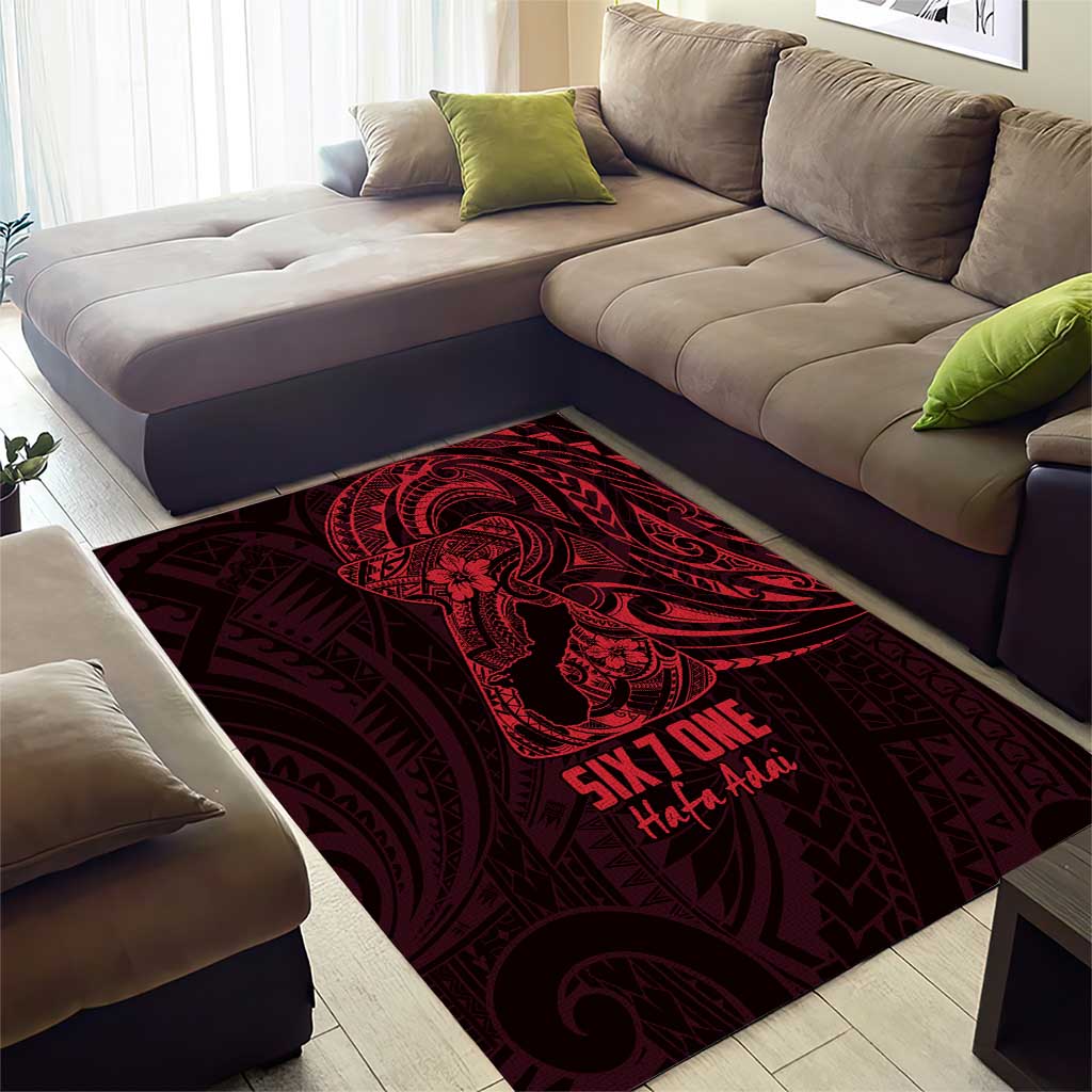 Oxblood Guam Latte Stone Tribal Tattoo Area Rug Hafa Adai Six 7 One