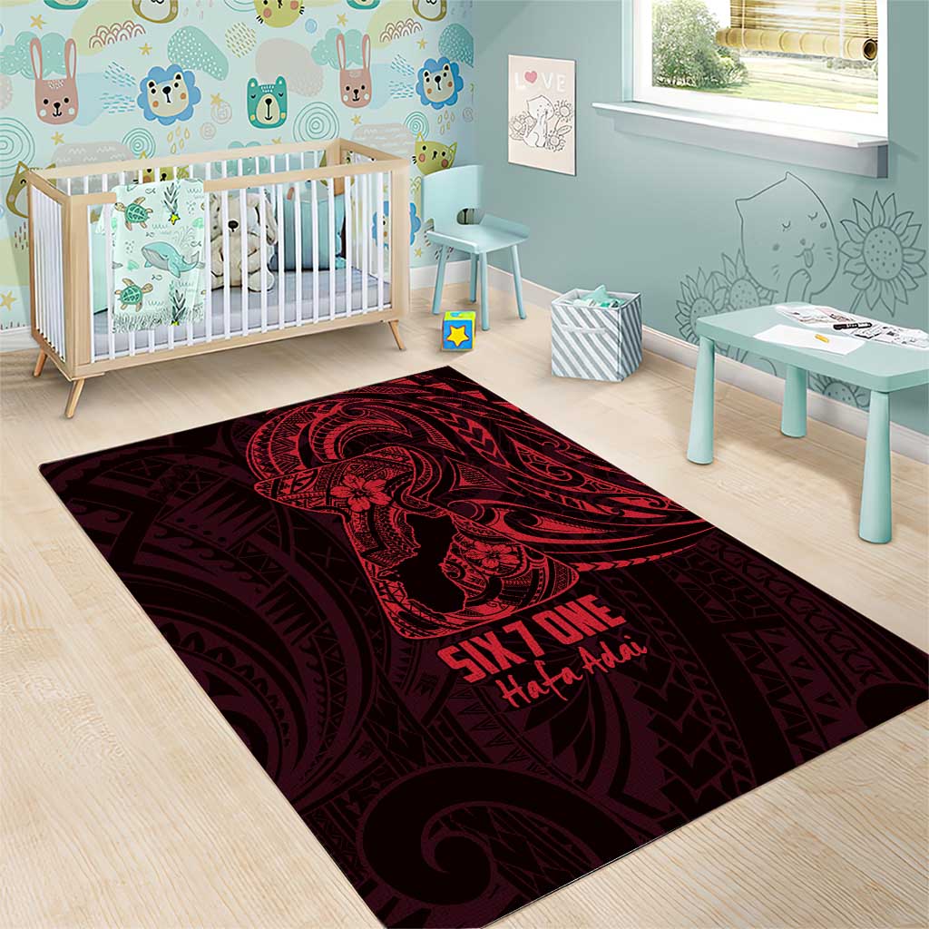 Oxblood Guam Latte Stone Tribal Tattoo Area Rug Hafa Adai Six 7 One