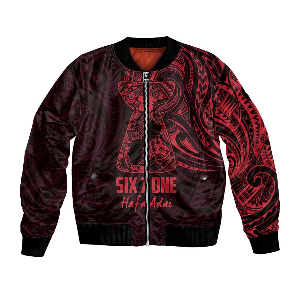 Oxblood Guam Latte Stone Tribal Tattoo Bomber Jacket Hafa Adai Six 7 One LT9 Unisex Oxblood - Polynesian Pride
