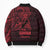 Oxblood Guam Latte Stone Tribal Tattoo Bomber Puffer Jacket Hafa Adai Six 7 One - Polynesian Pride