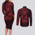 Oxblood Guam Latte Stone Tribal Tattoo Couples Matching Long Sleeve Bodycon Dress and Long Sleeve Button Shirt Hafa Adai Six 7 One