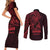 Oxblood Guam Latte Stone Tribal Tattoo Couples Matching Short Sleeve Bodycon Dress and Long Sleeve Button Shirt Hafa Adai Six 7 One