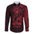 Oxblood Guam Latte Stone Tribal Tattoo Family Matching Long Sleeve Bodycon Dress and Hawaiian Shirt Hafa Adai Six 7 One