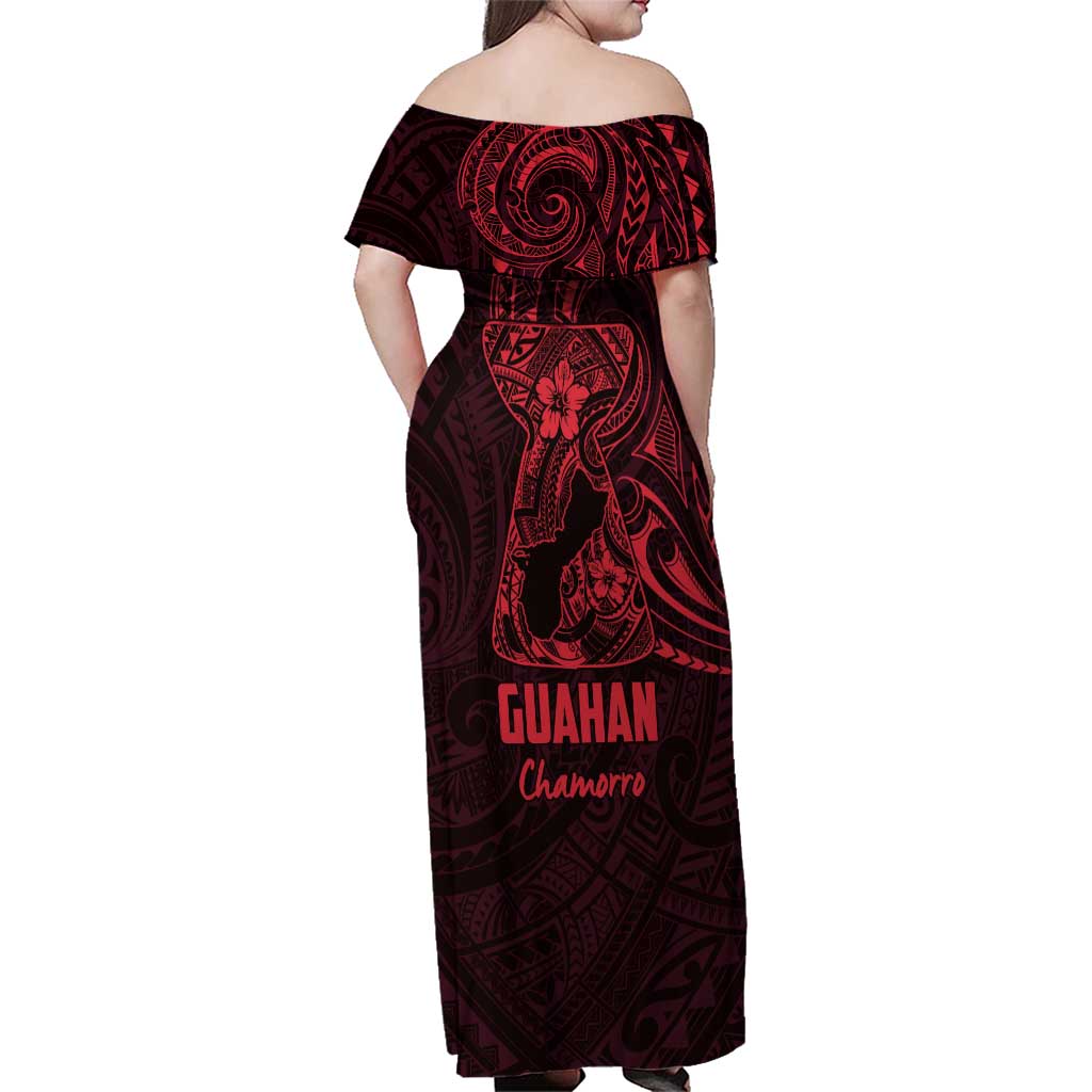Oxblood Guam Latte Stone Tribal Tattoo Family Matching Off Shoulder Maxi Dress and Hawaiian Shirt Hafa Adai Six 7 One