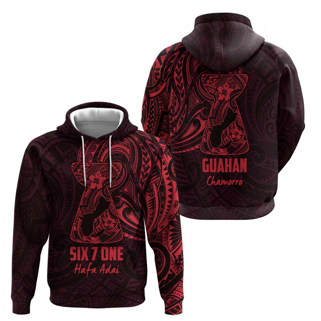 Oxblood Guam Latte Stone Tribal Tattoo Hoodie Hafa Adai Six 7 One