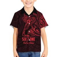 Oxblood Guam Latte Stone Tribal Tattoo Kid Hawaiian Shirt Hafa Adai Six 7 One