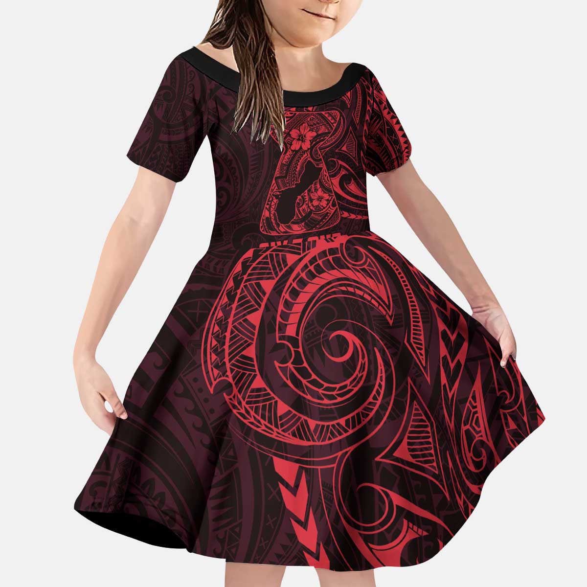 Oxblood Guam Latte Stone Tribal Tattoo Kid Short Sleeve Dress Hafa Adai Six 7 One