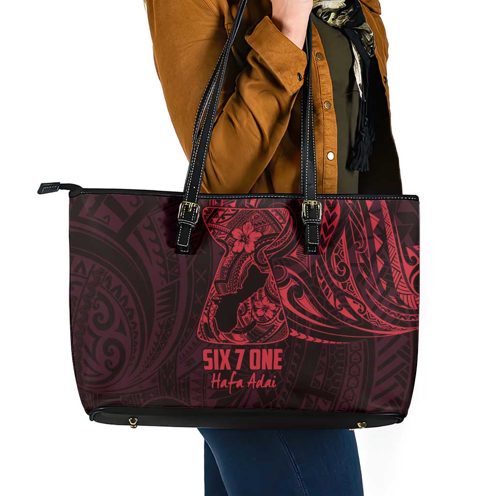 Oxblood Guam Latte Stone Tribal Tattoo Leather Tote Bag Hafa Adai Six 7 One